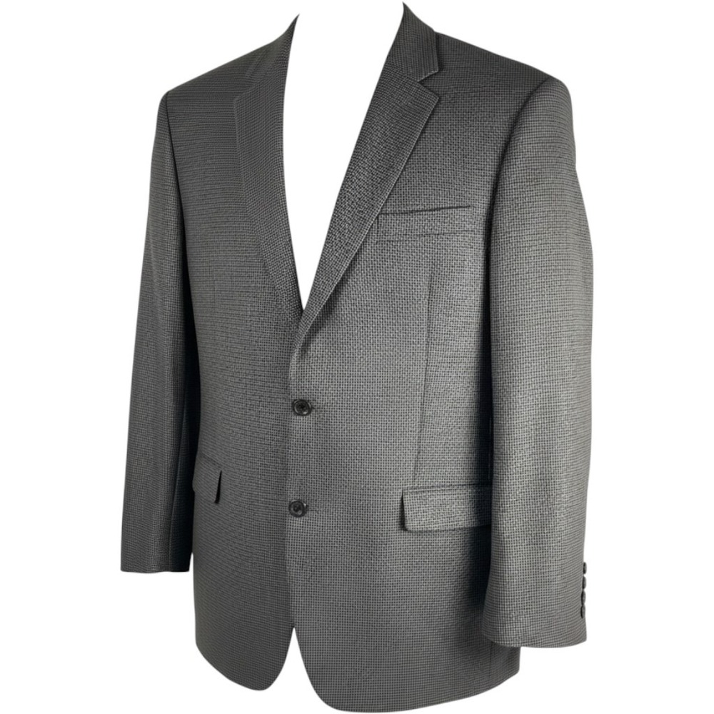 Lauren Ralph Lauren Blazer Mens 46R Grey Houndstooth Wool Sport Coat 100% Wool